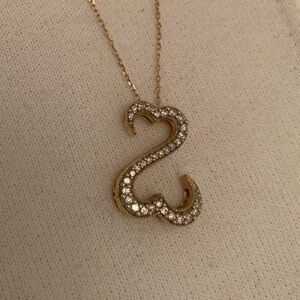 Jane Seymour Gold Diamond Open Heart Pendant With 18 Inch Chain